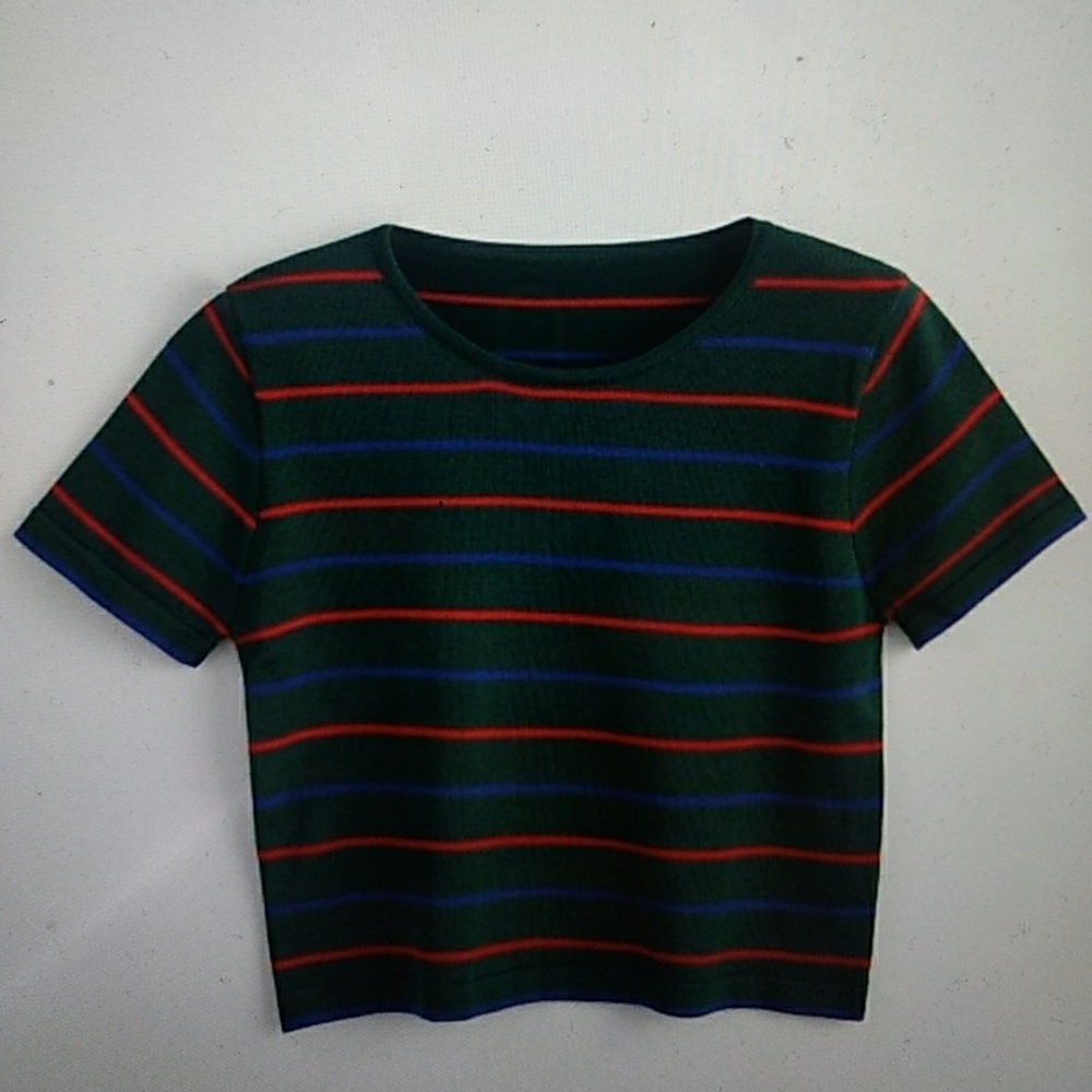 Cropped stripped knitted tee